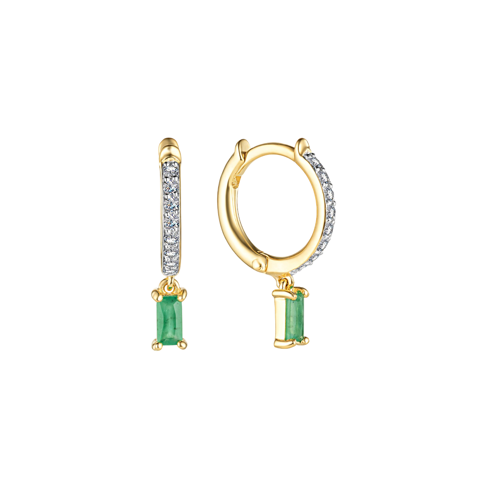 Золотые серьги с изумрудами