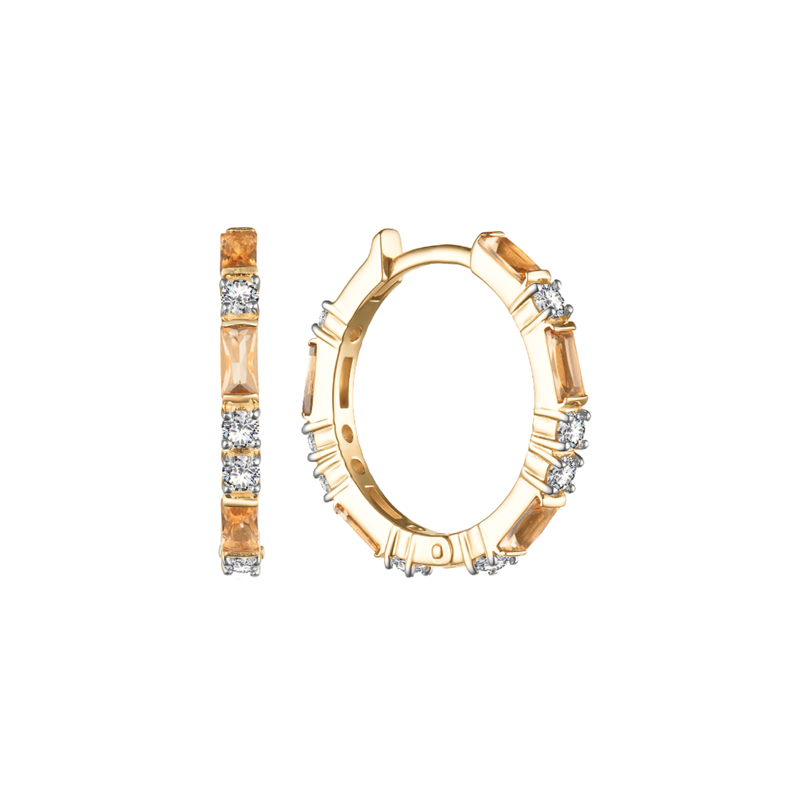 Серьги - кольца из золота с цитринами и топазами