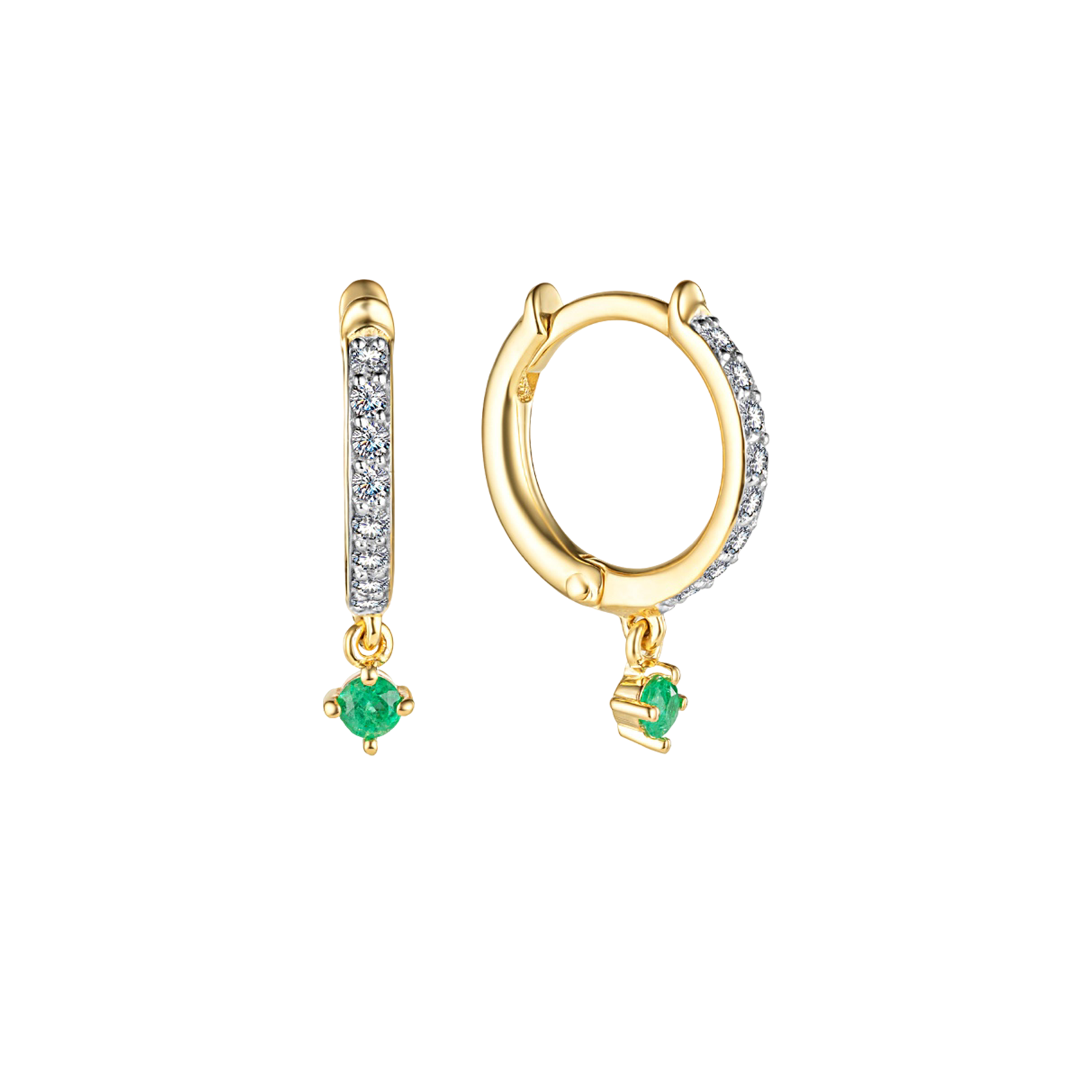 Золотые серьги с изумрудами