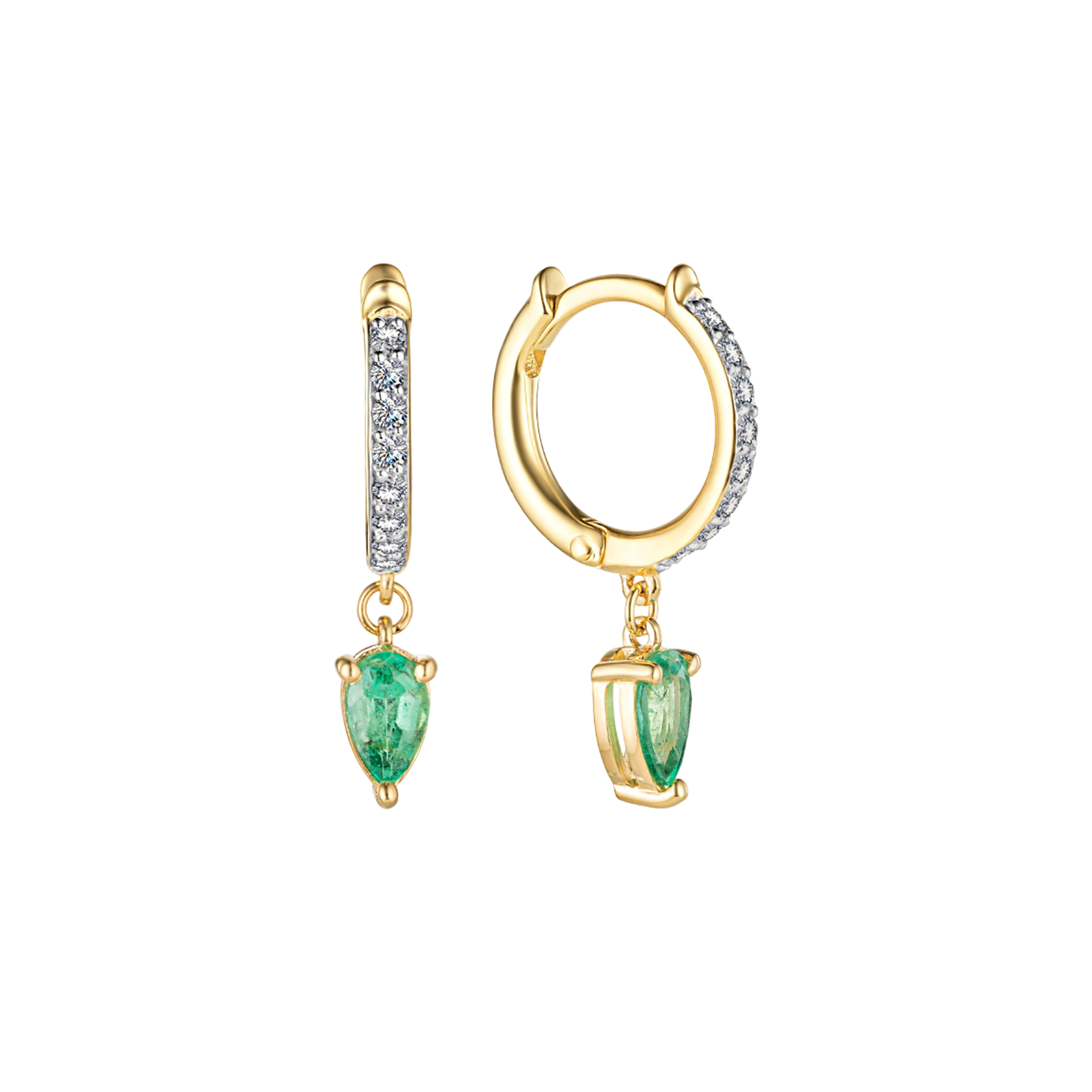 Золотые серьги с изумрудами