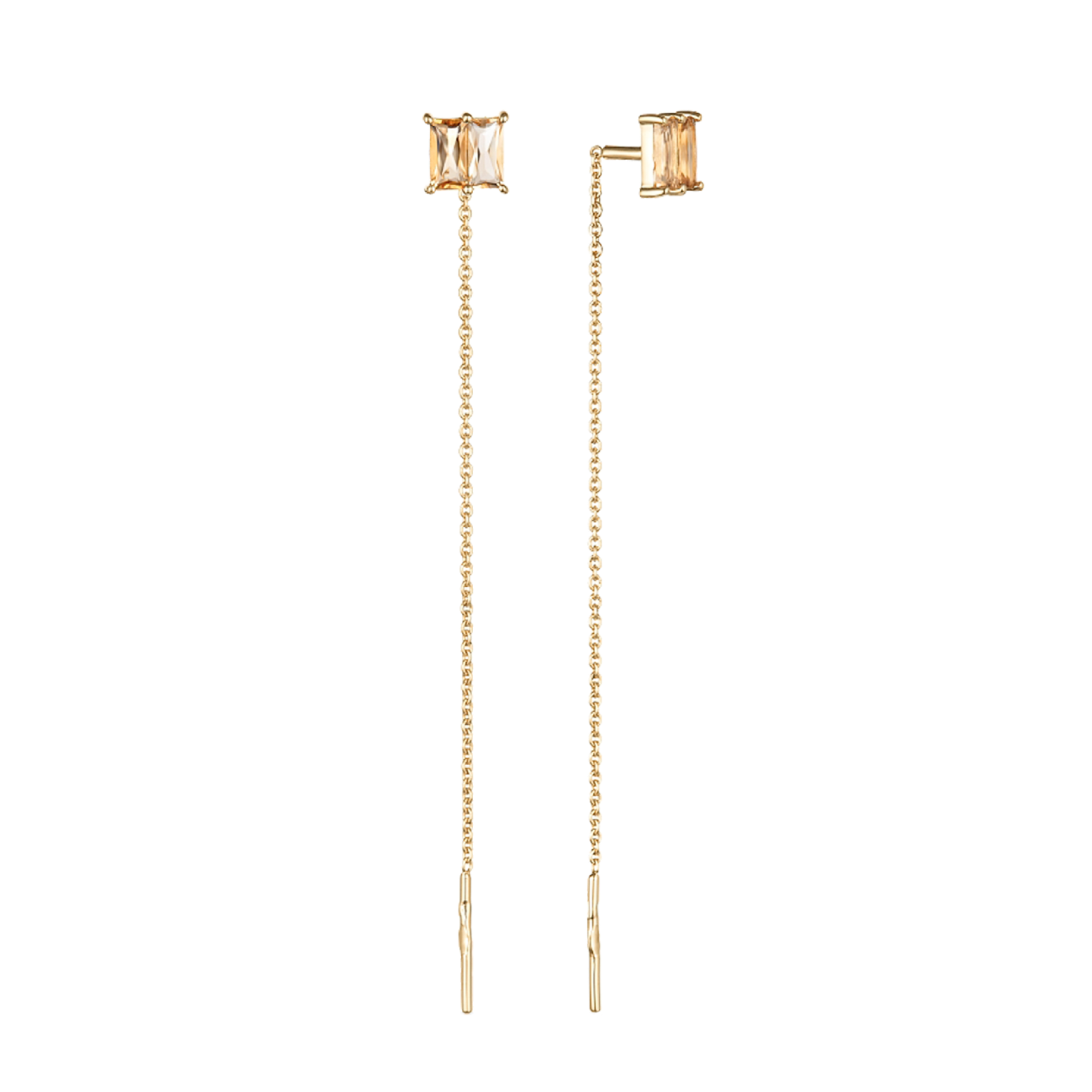 Серьги - продевки из золота с цитринами 