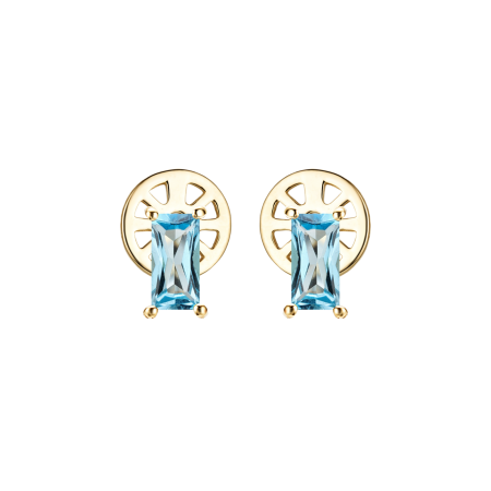 Золотые пусеты с свисс топазами