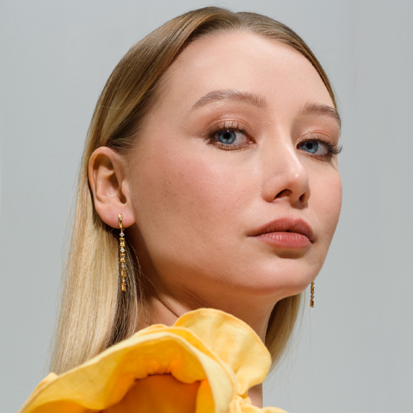 Серьги из золота с цитринами и топазами