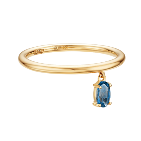 Золотое кольцо с топазом London Blue