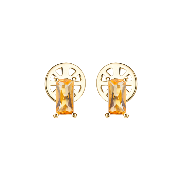 Золотые пусеты с цитринами