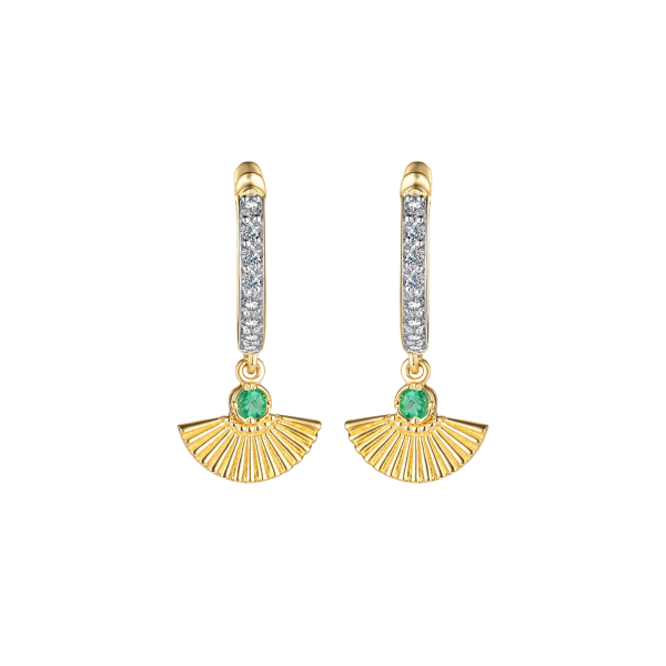 Золотые серьги с изумрудами