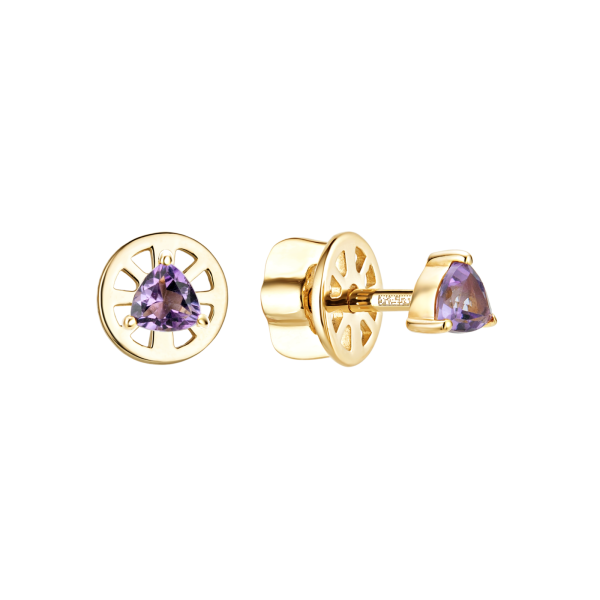 Золотые пусеты с аметистами
