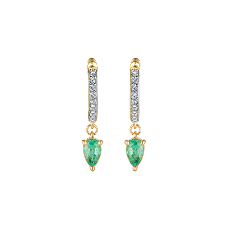 Золотые серьги с изумрудами