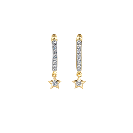 Золотые серьги-звезды с бриллиантами 