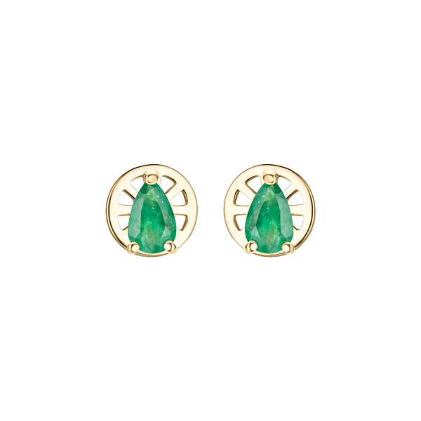 Золотые пусеты с изумрудами