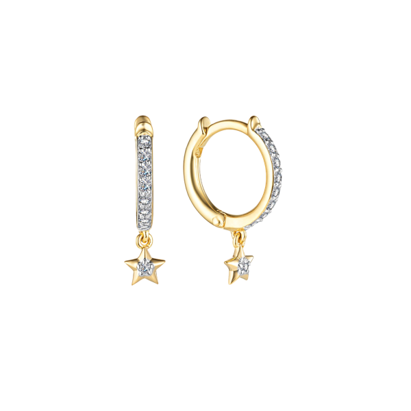 Золотые серьги-звезды с бриллиантами 