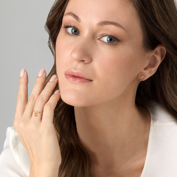 Золотые пусеты с цитринами