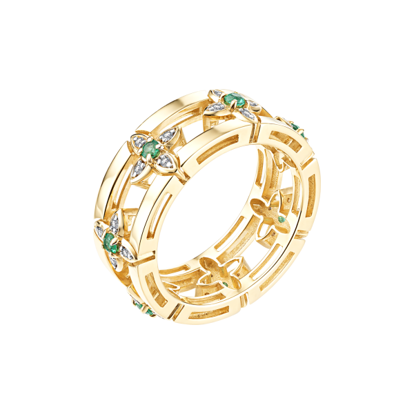 Золотое кольцо с бриллиантами и изумрудами