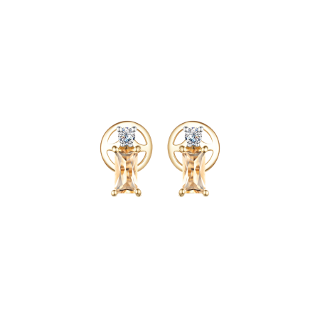 Пусеты из золота с цитринами и топазами